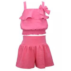 Bonnie Jean Gauze Smocked Short Set – Pink | Toddler Girl 2T